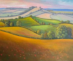Evening lark song. Small Down Knoll, Chesterblade 90cm x 60cm