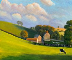 Sky of azure. Henley Grove dairy farm, Bruton 30cm x 30cm £180